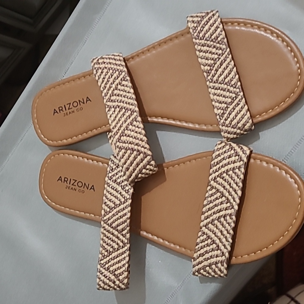 Brown and tan sandals